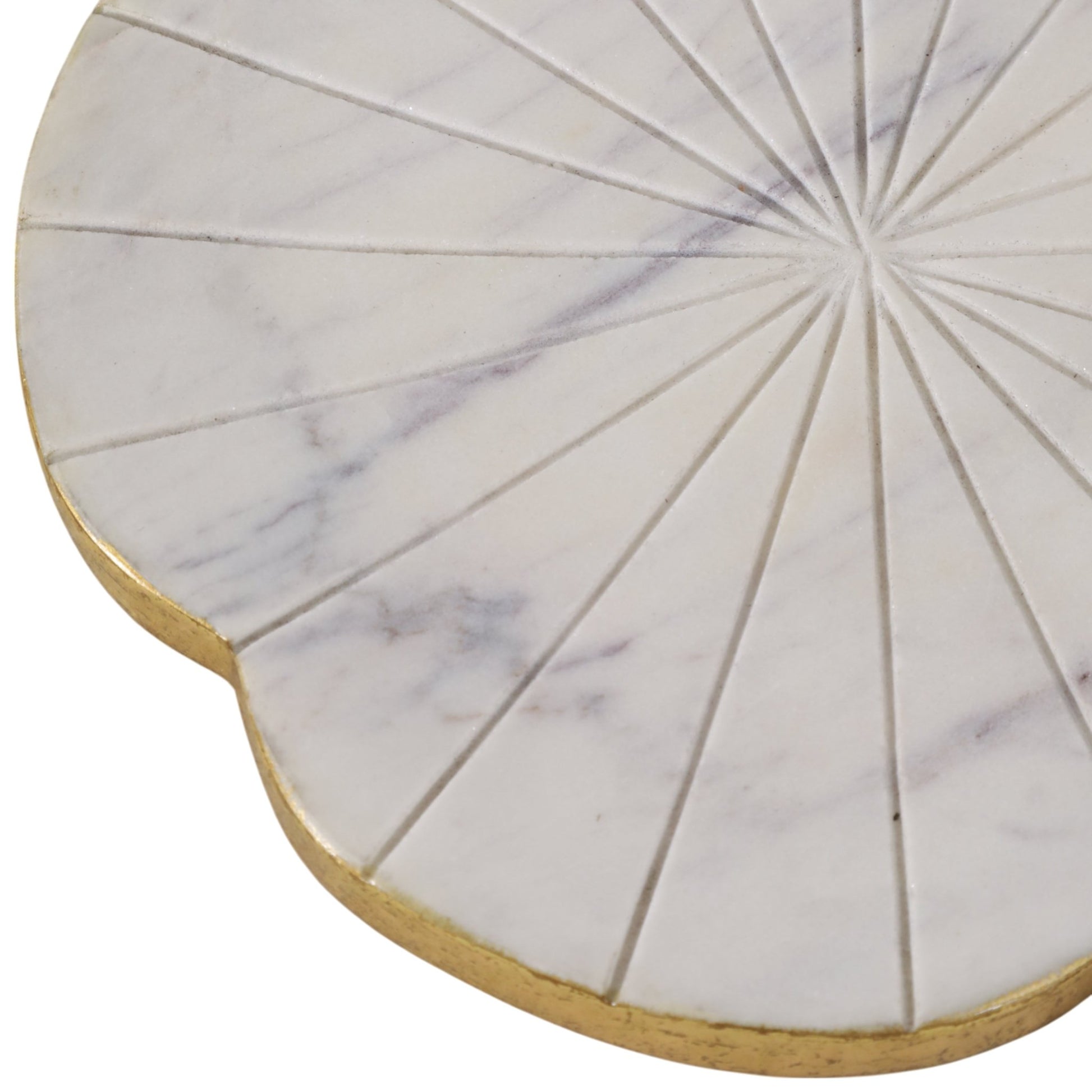 8x8" Marble Flower Tray W/ Gold Edges, White Tray| Sagebrook Home