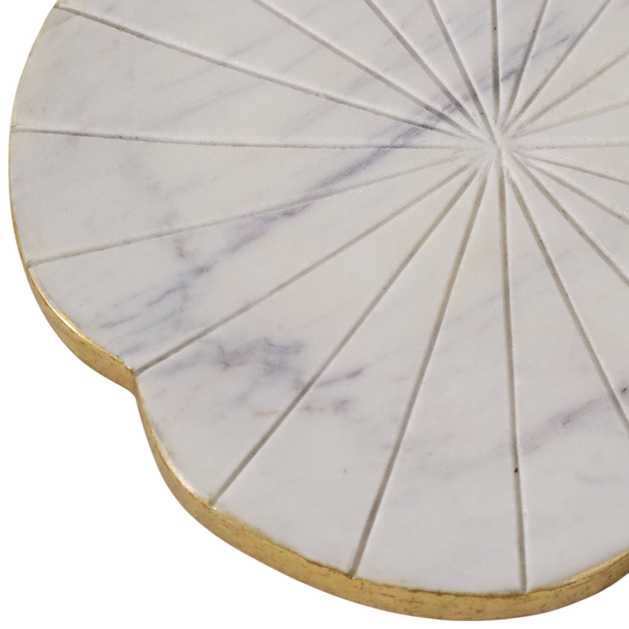 8x8" Marble Flower Tray W/ Gold Edges, White Tray| Sagebrook Home