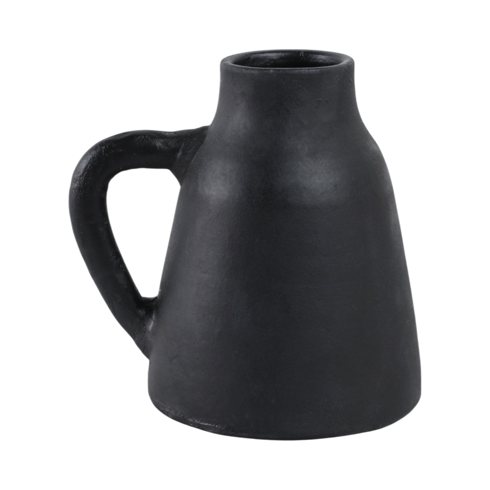 8x8" Terracotta Vase With Handle, Black Vases and Jars| Sagebrook Home