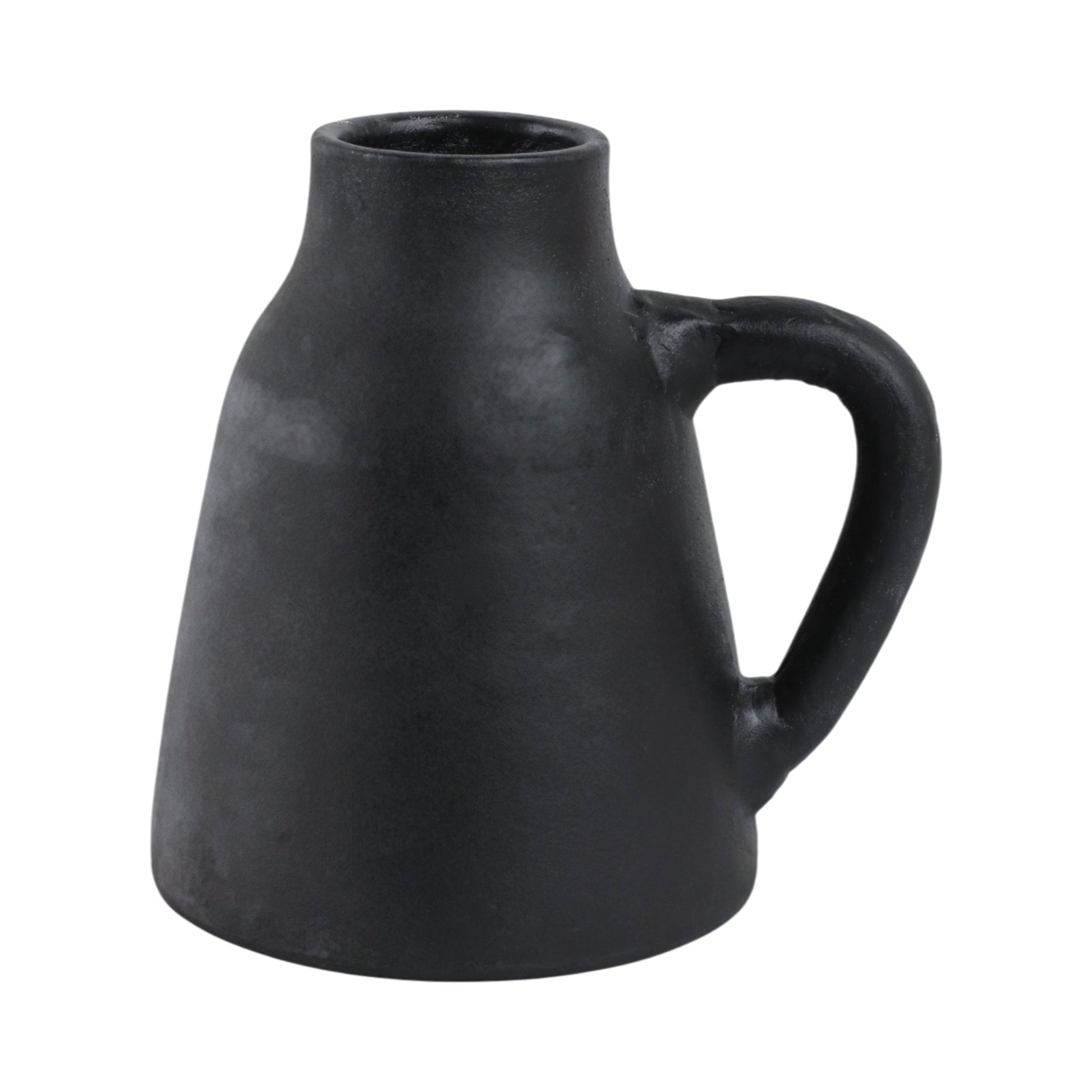 8x8" Terracotta Vase With Handle, Black Vases and Jars| Sagebrook Home