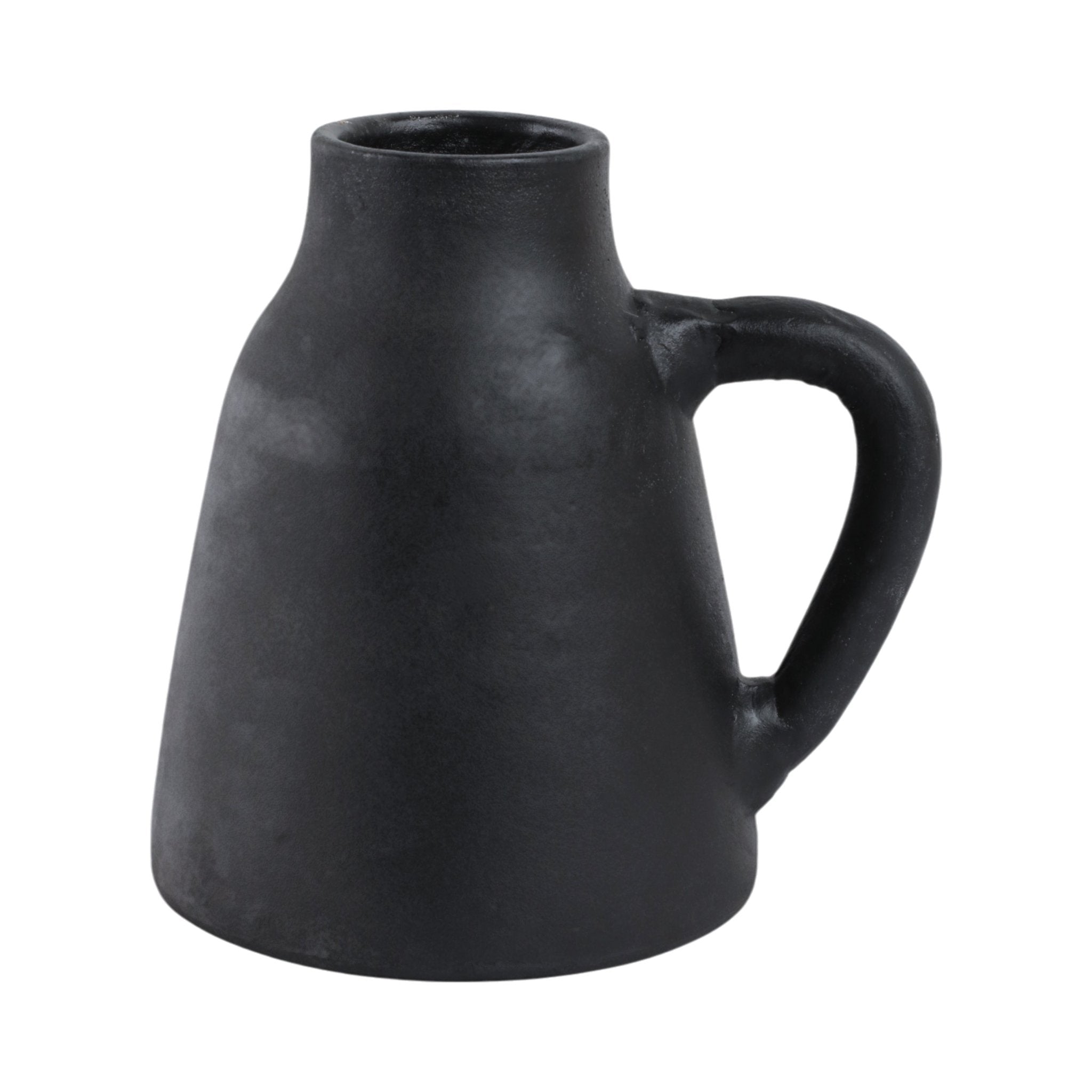 8x8" Terracotta Vase With Handle, Black Vases and Jars| Sagebrook Home