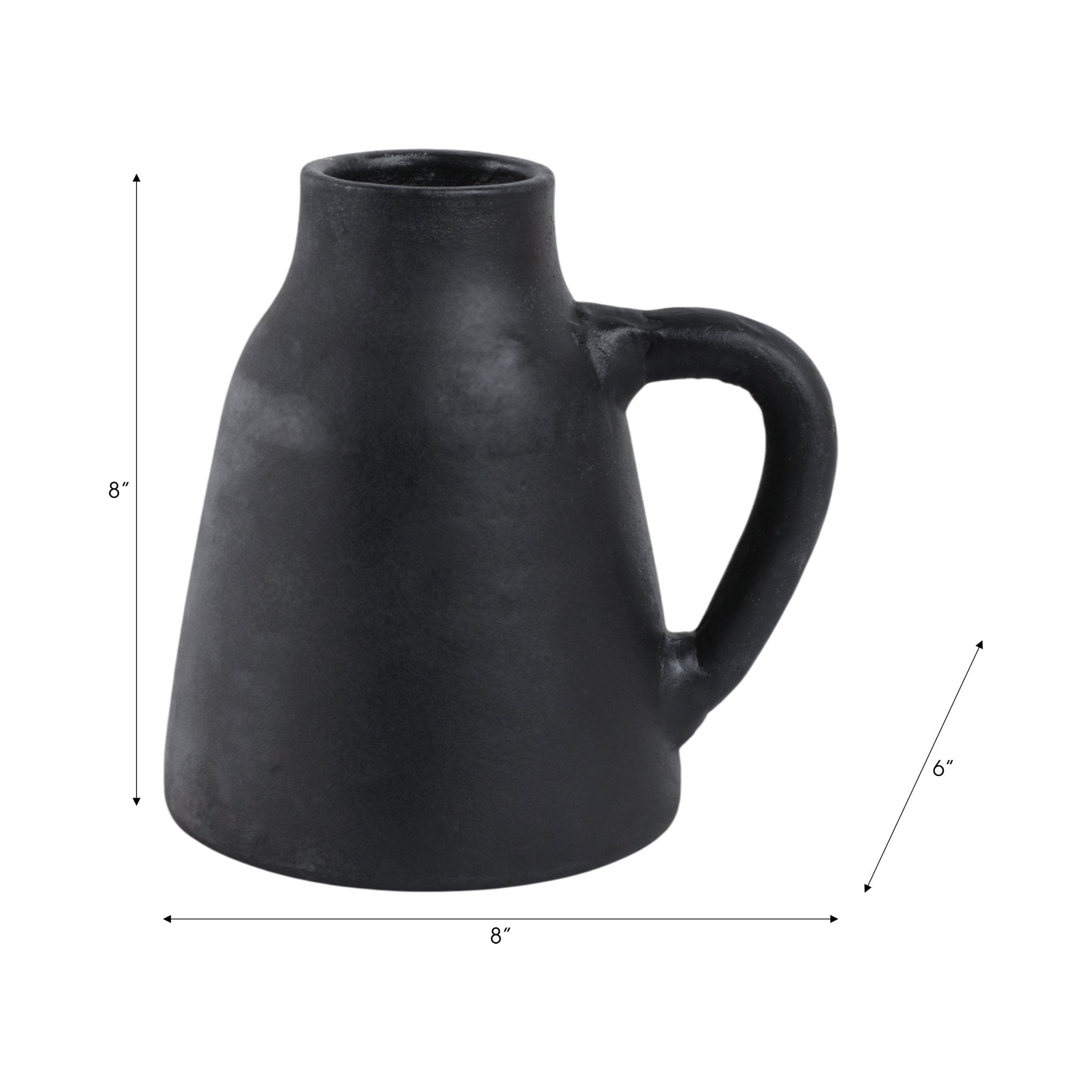 8x8" Terracotta Vase With Handle, Black Vases and Jars| Sagebrook Home