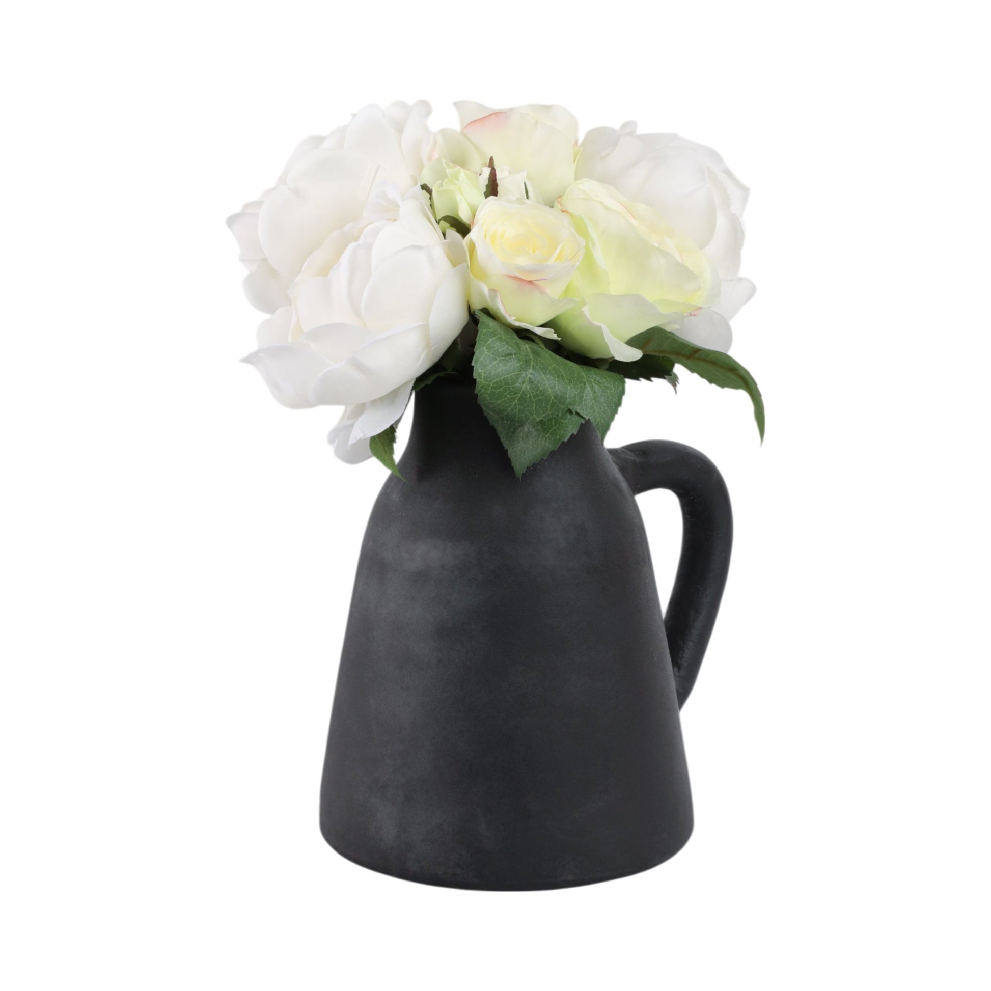8x8" Terracotta Vase With Handle, Black Vases and Jars| Sagebrook Home