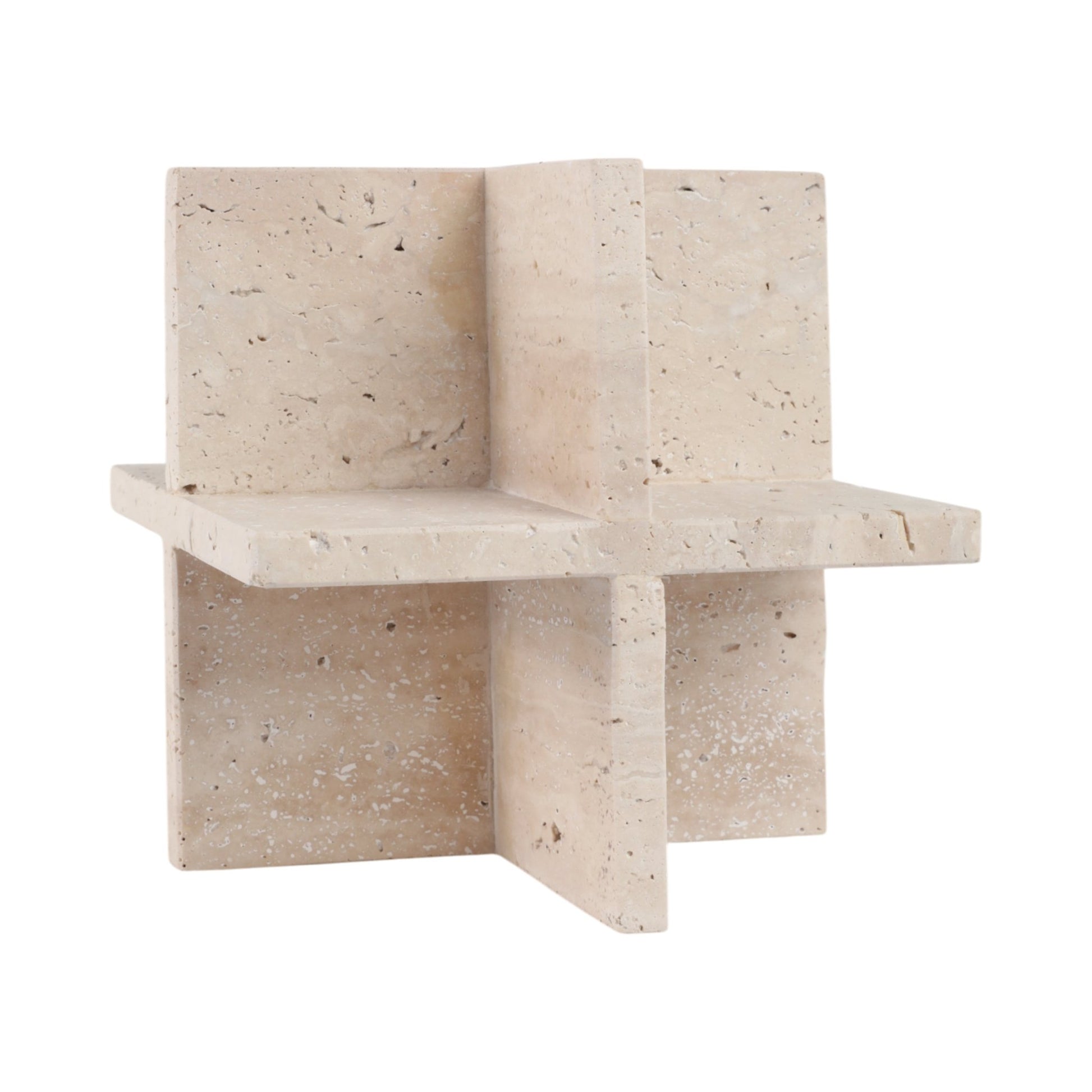8X8" TRAVERTINE GEO OBJECT, TAN Table Decors| Sagebrook Home
