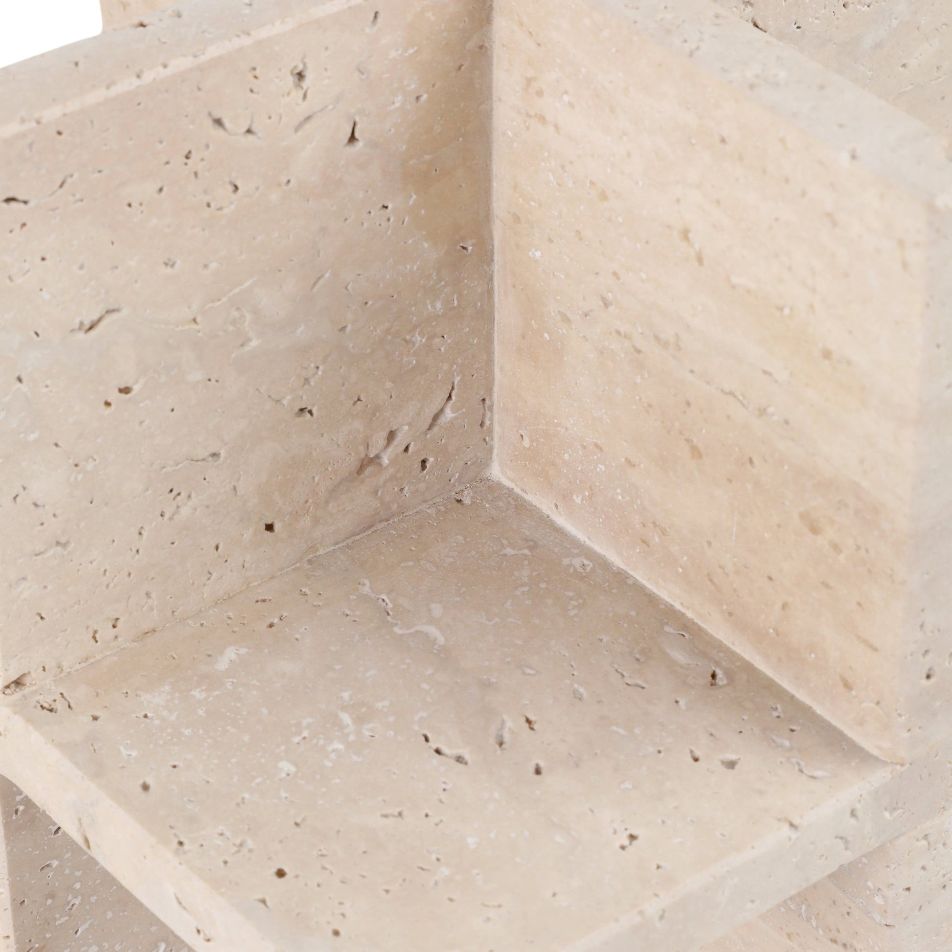 8X8" TRAVERTINE GEO OBJECT, TAN Table Decors| Sagebrook Home