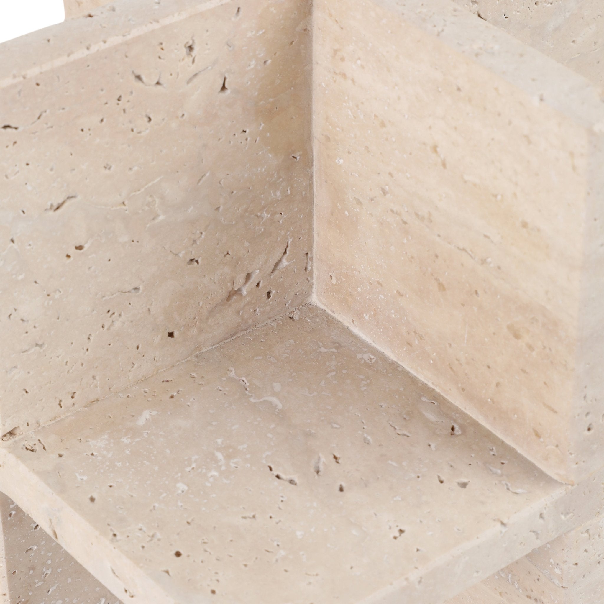 8X8" TRAVERTINE GEO OBJECT, TAN Table Decors| Sagebrook Home