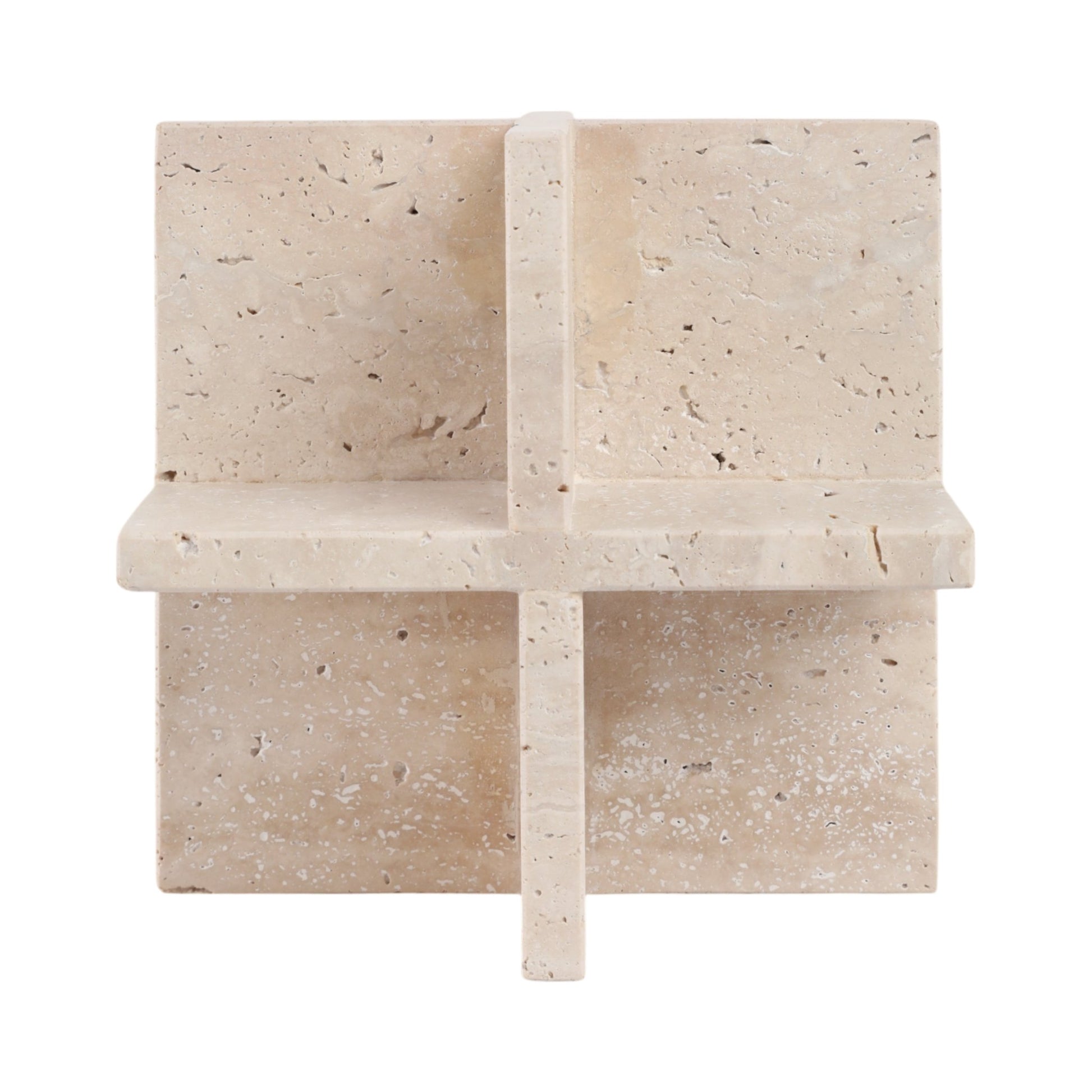 8X8" TRAVERTINE GEO OBJECT, TAN Table Decors| Sagebrook Home