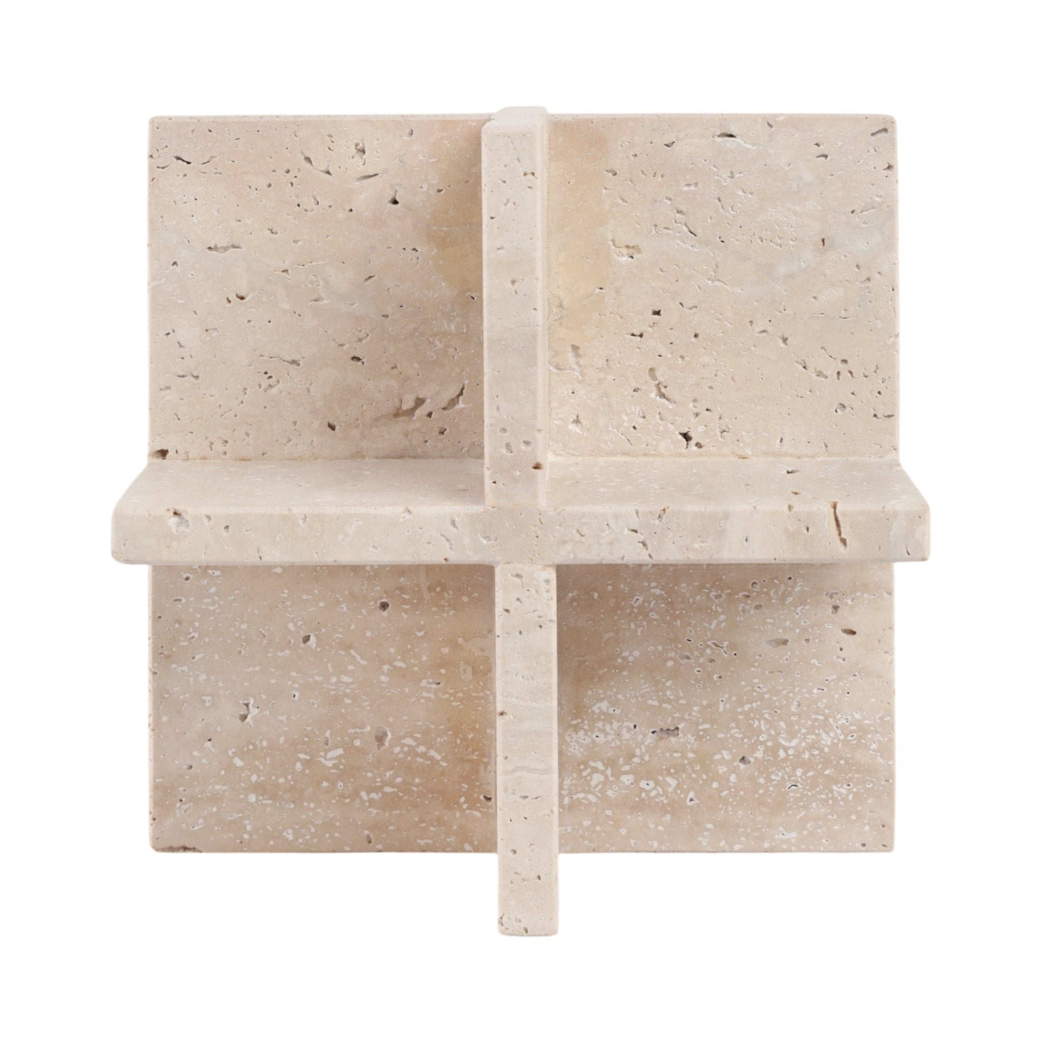 8X8" TRAVERTINE GEO OBJECT, TAN Table Decors| Sagebrook Home