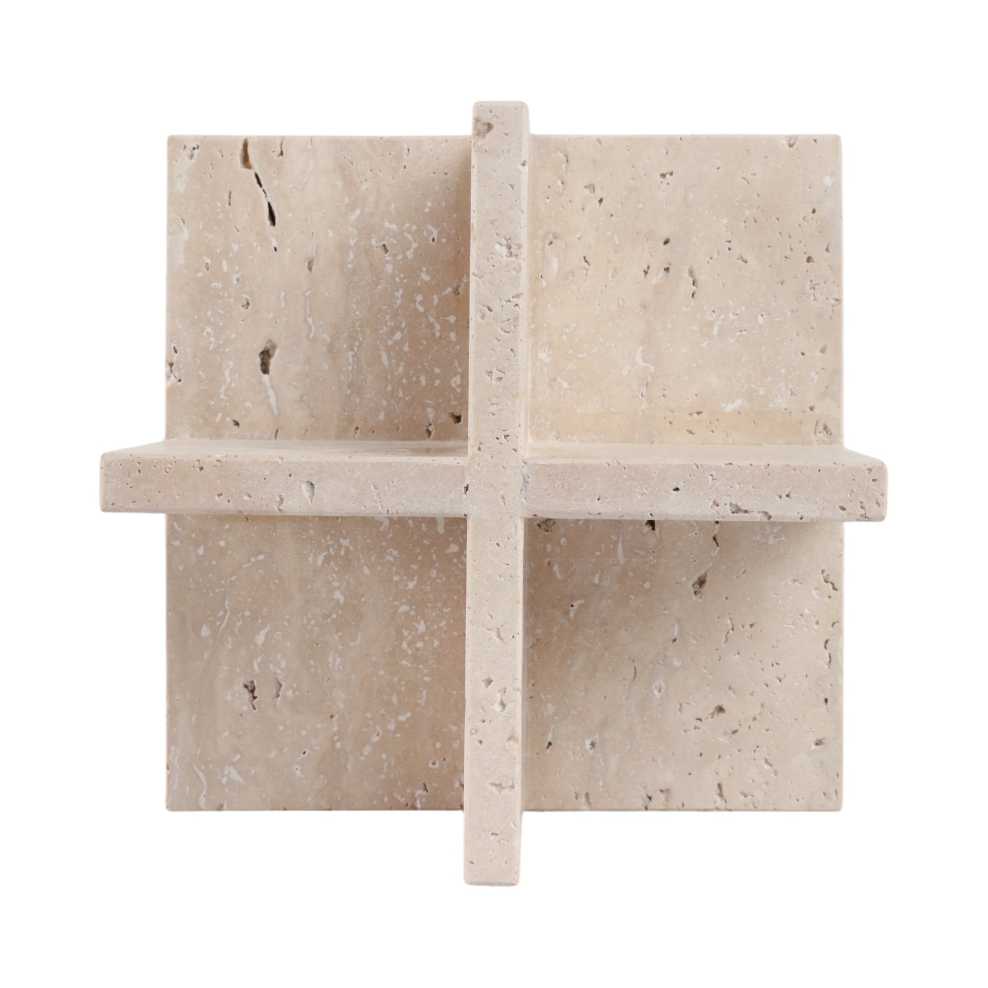 8X8" TRAVERTINE GEO OBJECT, TAN Table Decors| Sagebrook Home
