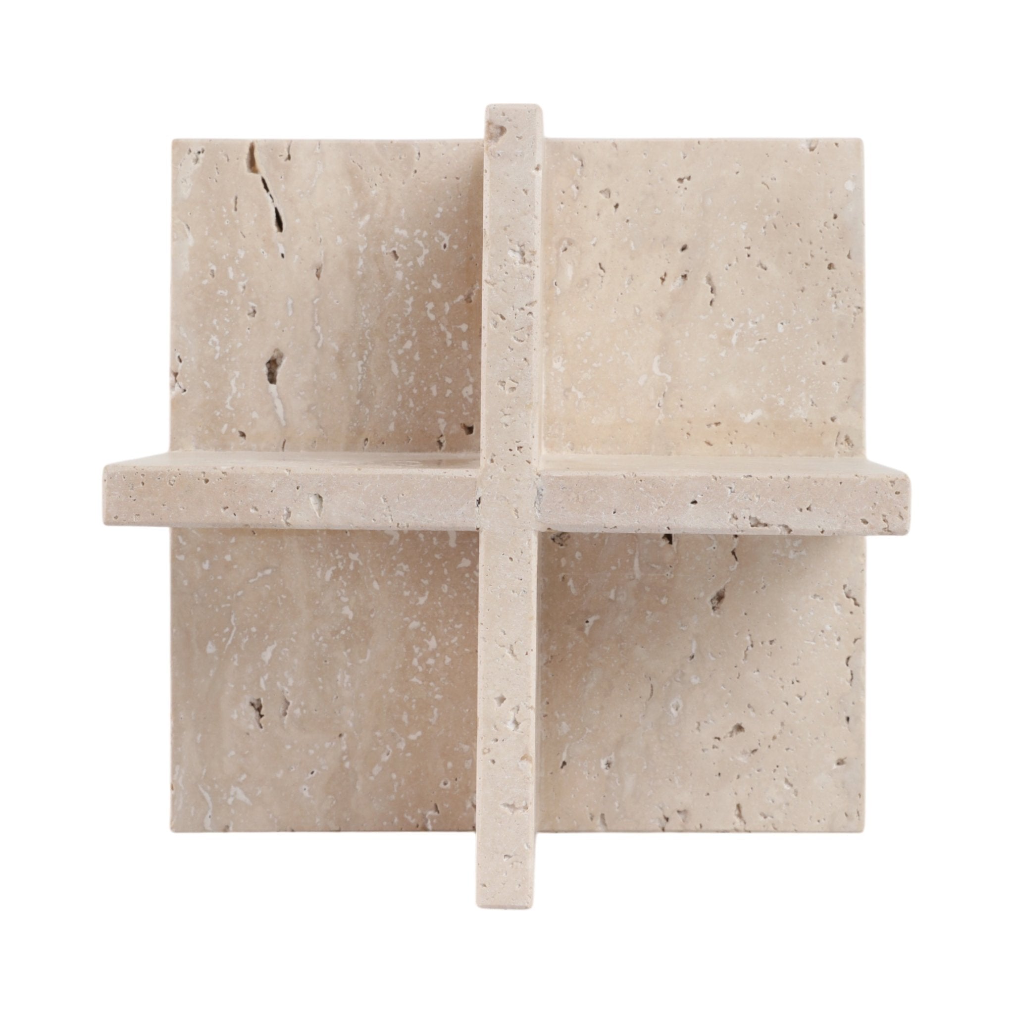 8X8" TRAVERTINE GEO OBJECT, TAN Table Decors| Sagebrook Home