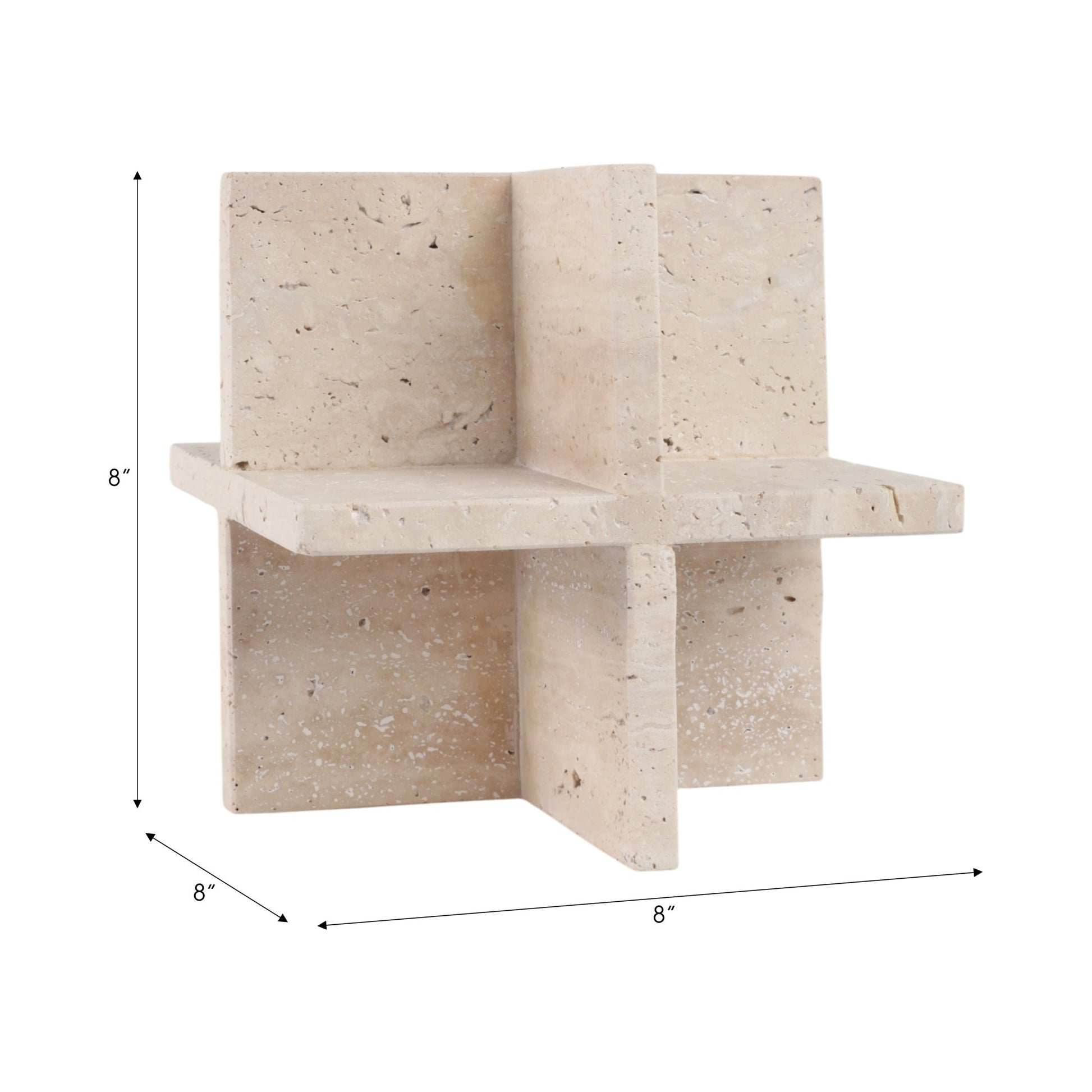 8X8" TRAVERTINE GEO OBJECT, TAN Table Decors| Sagebrook Home