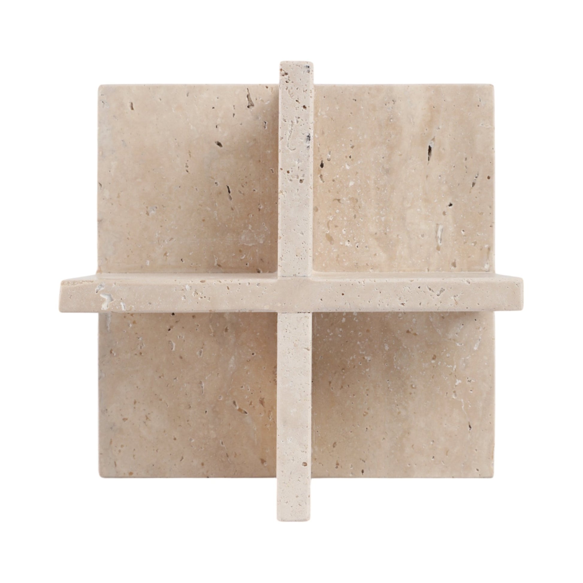 8X8" TRAVERTINE GEO OBJECT, TAN Table Decors| Sagebrook Home