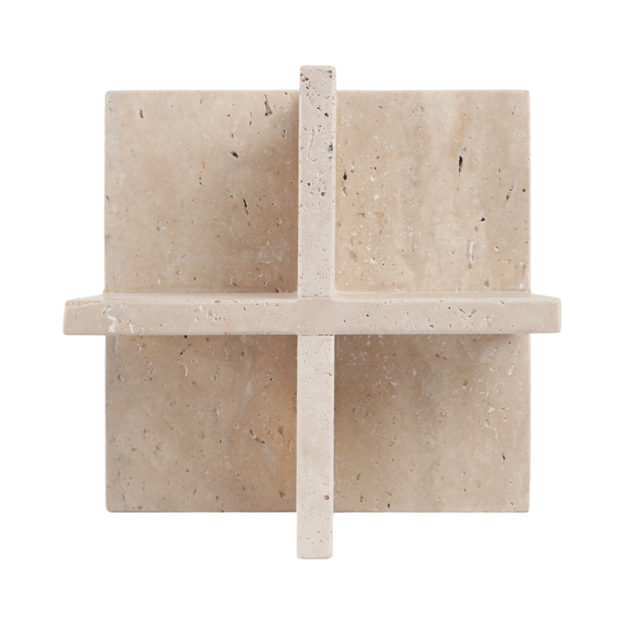 8X8" TRAVERTINE GEO OBJECT, TAN Table Decors| Sagebrook Home