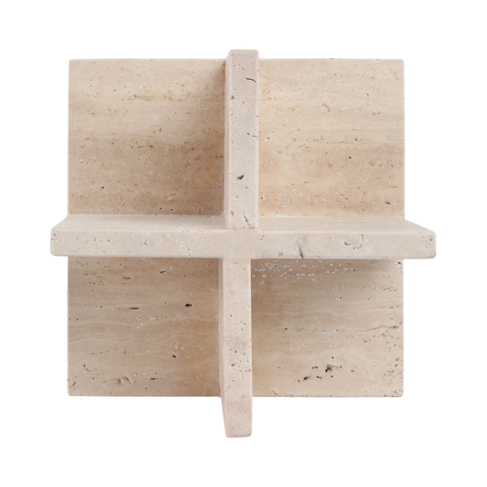 8X8" TRAVERTINE GEO OBJECT, TAN Table Decors| Sagebrook Home