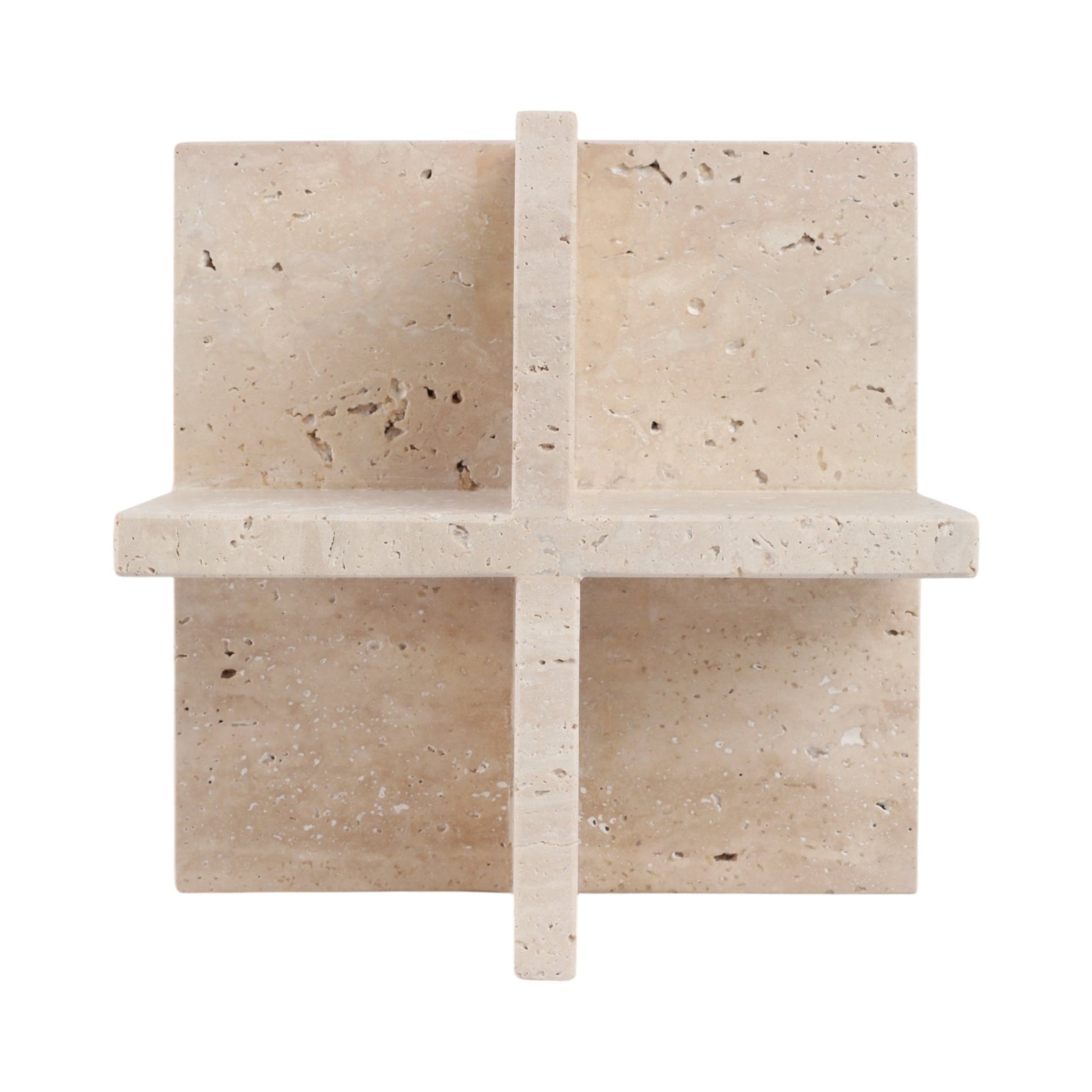 8X8" TRAVERTINE GEO OBJECT, TAN Table Decors| Sagebrook Home