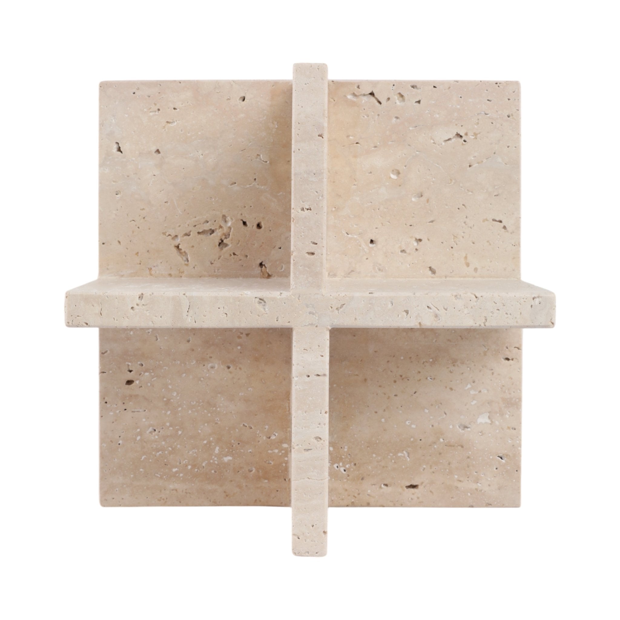 8X8" TRAVERTINE GEO OBJECT, TAN Table Decors| Sagebrook Home