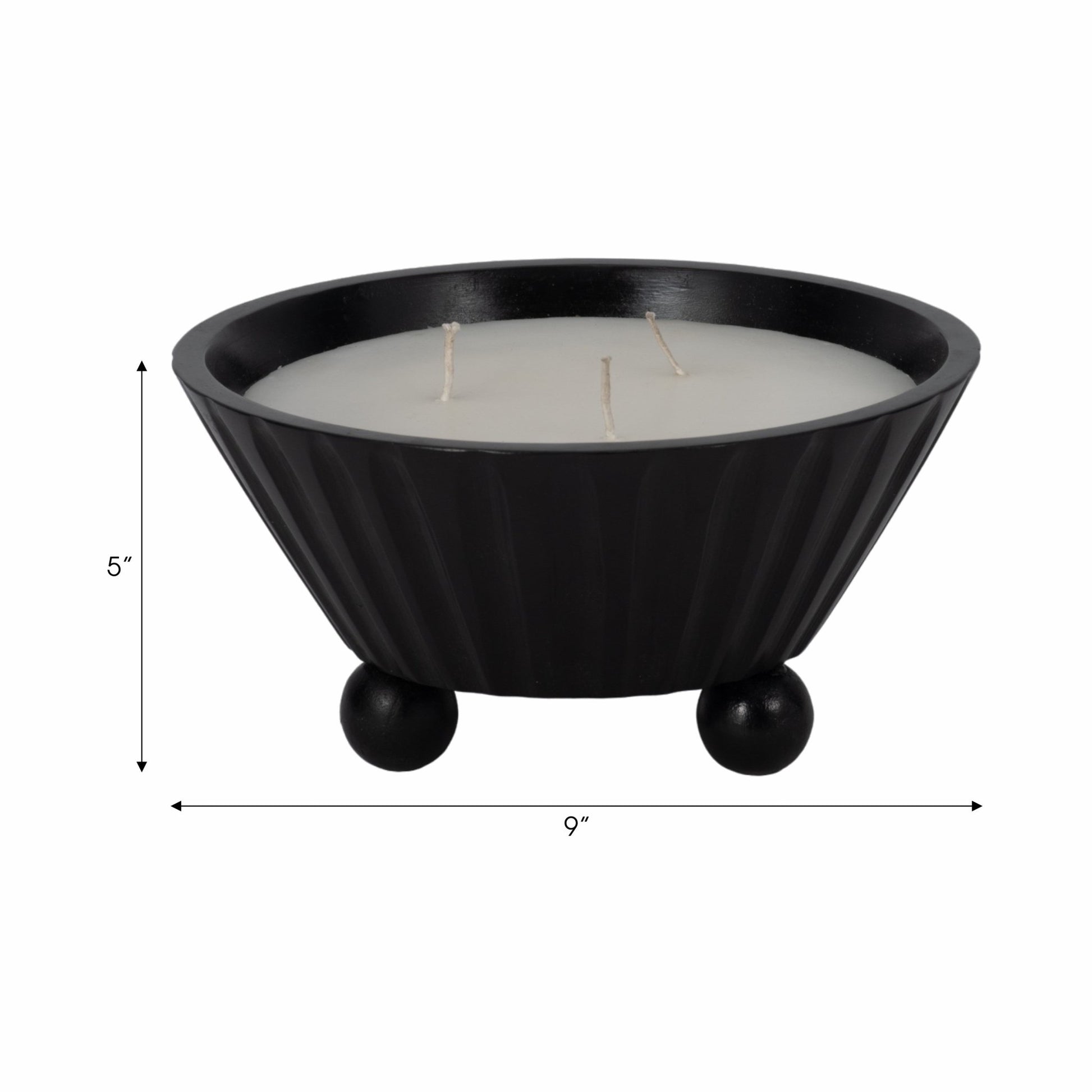 9" 17oz Footed Bowl/scented Wax, Black Candle Holders| Sagebrook Home