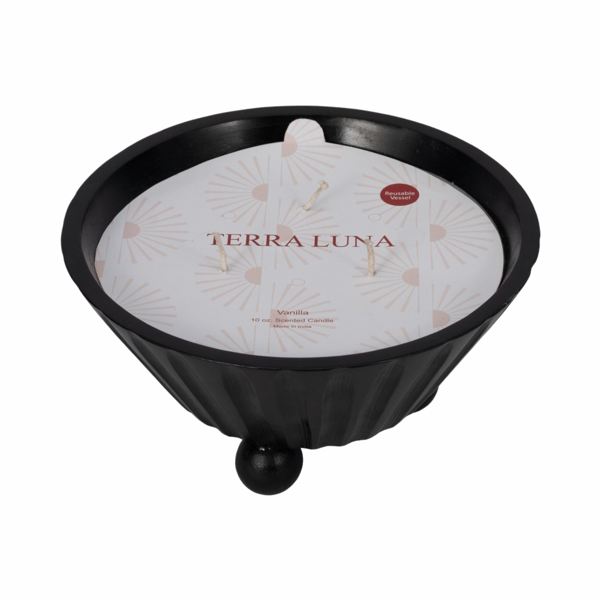 9" 17oz Footed Bowl/scented Wax, Black Candle Holders| Sagebrook Home