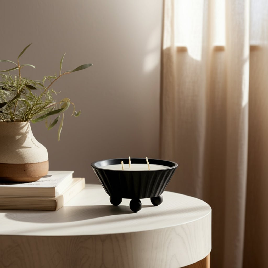 9" 17oz Footed Bowl/scented Wax, Black Candle Holders| Sagebrook Home