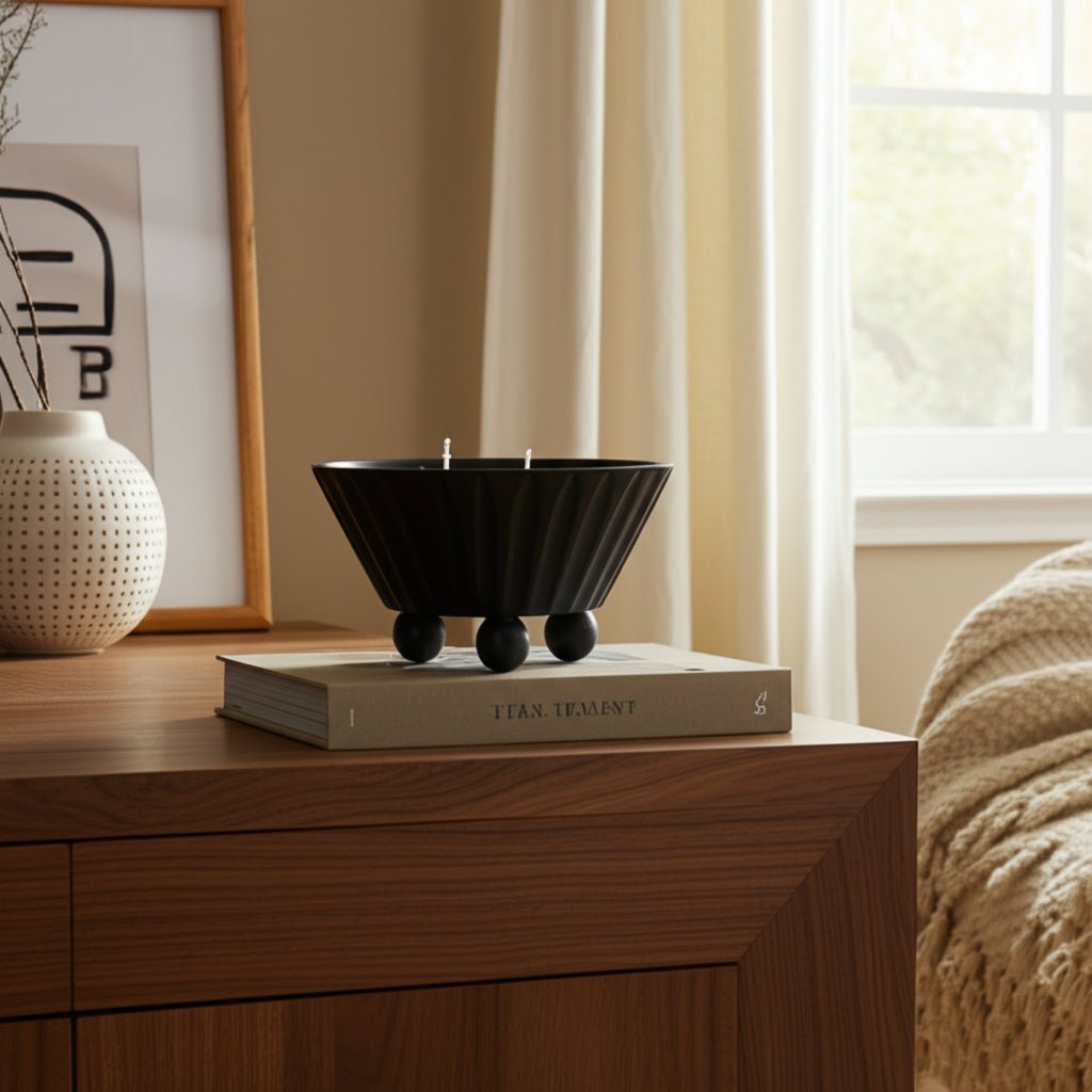 9" 17oz Footed Bowl/scented Wax, Black Candle Holders| Sagebrook Home