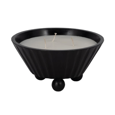9" 17oz Footed Bowl/scented Wax, Black - Al Rugaib Furniture