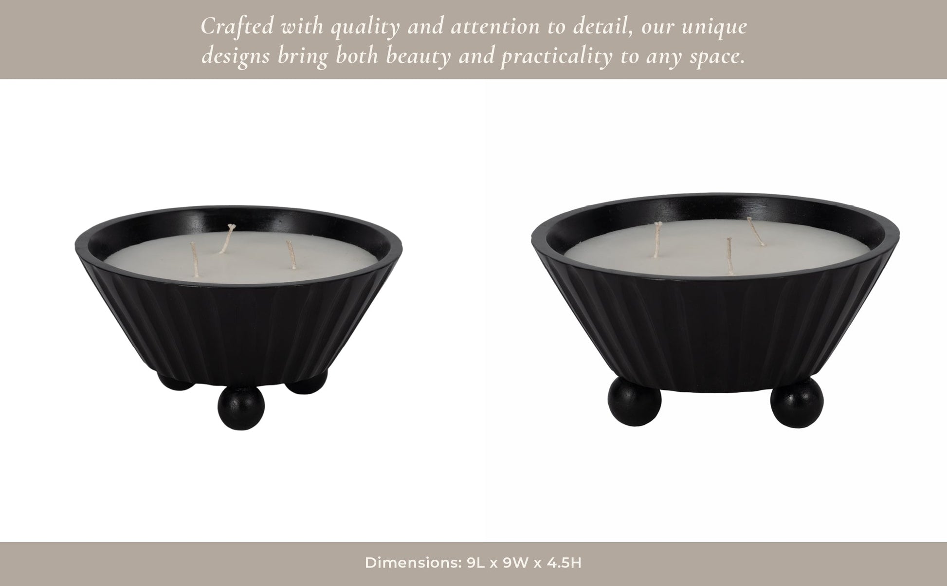 9" 17oz Footed Bowl/scented Wax, Black Candle Holders| Sagebrook Home