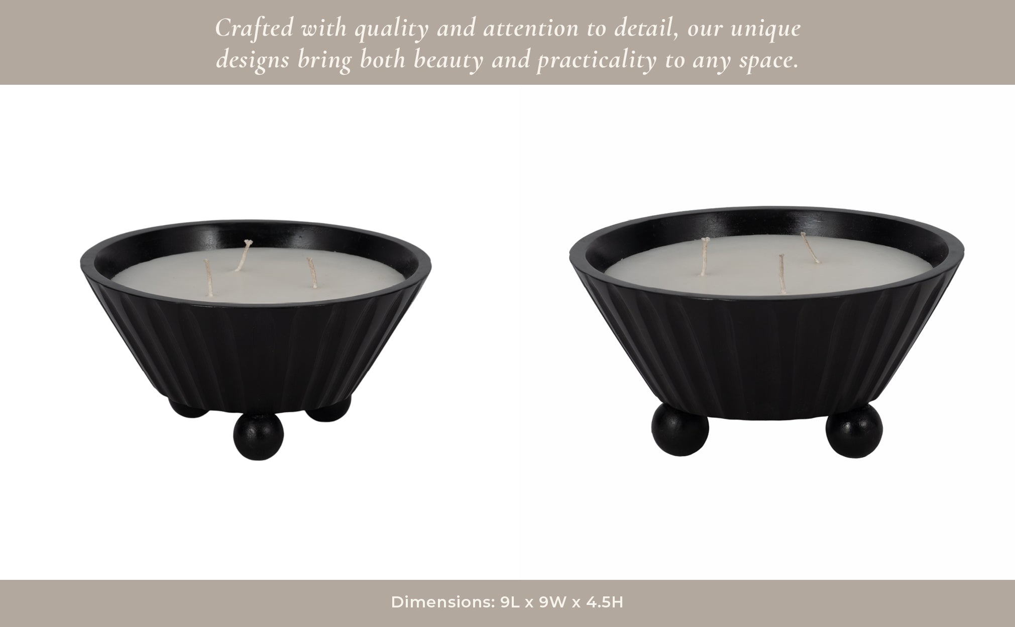 9" 17oz Footed Bowl/scented Wax, Black Candle Holders| Sagebrook Home
