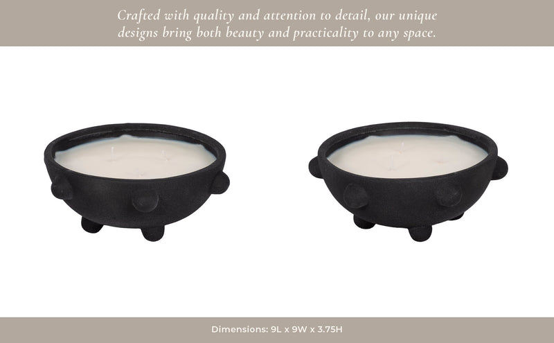 9" 22 Oz Black Amber Sea Salt Bubble Bowl Candle, - Al Rugaib Furniture