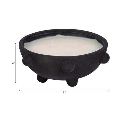 9" 22 Oz Black Amber Sea Salt Bubble Bowl Candle, - Al Rugaib Furniture