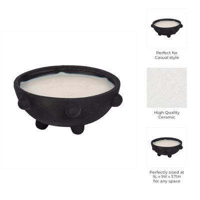 9" 22 Oz Black Amber Sea Salt Bubble Bowl Candle, - Al Rugaib Furniture