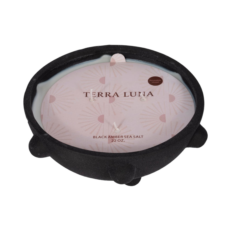 9" 22 Oz Black Amber Sea Salt Bubble Bowl Candle, - Al Rugaib Furniture