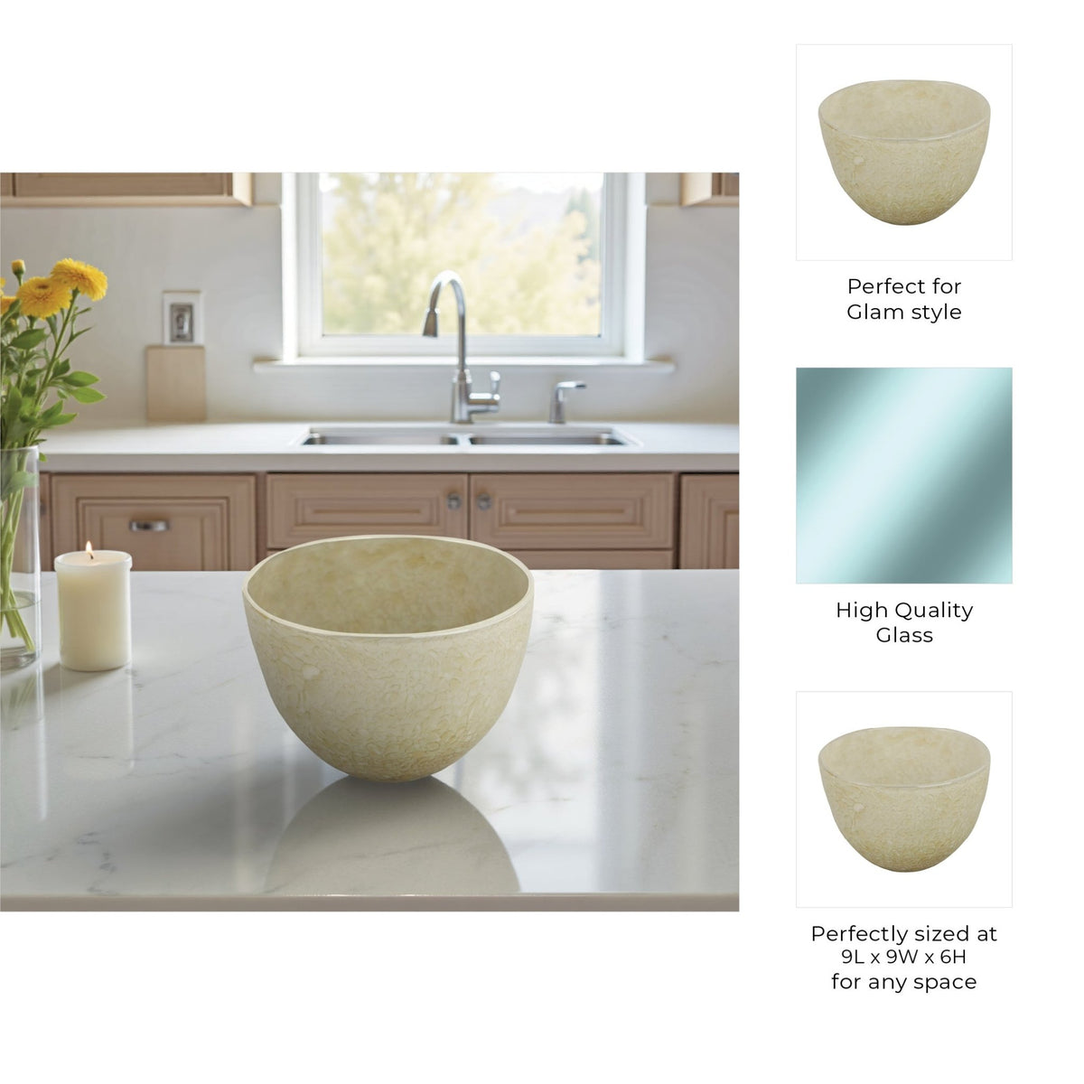 9" Addis Green Glass Bowl Table Decors| Sagebrook Home