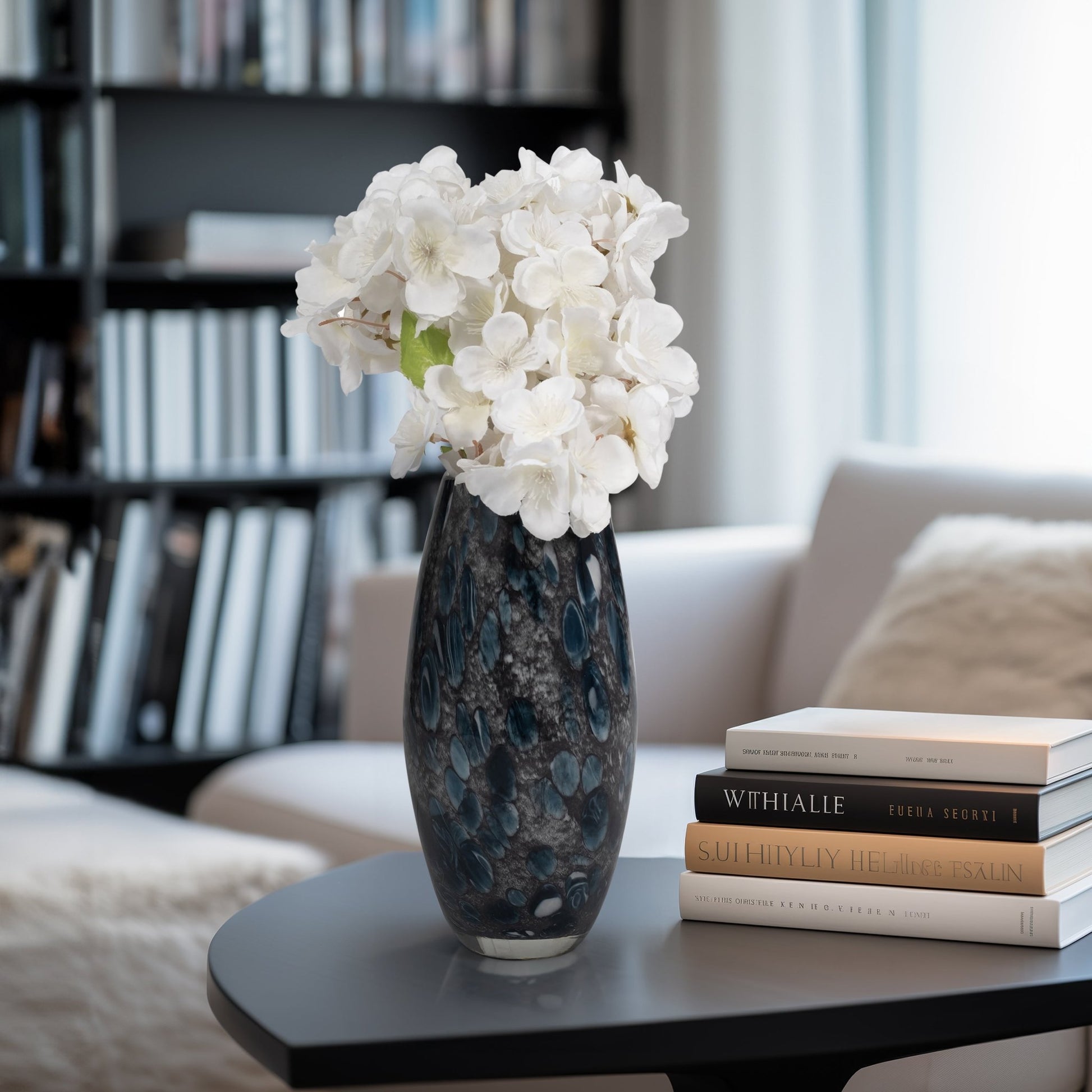 9" AMALDA MEDIUM BLUE GLASS VASE Vases and Jars| Sagebrook Home