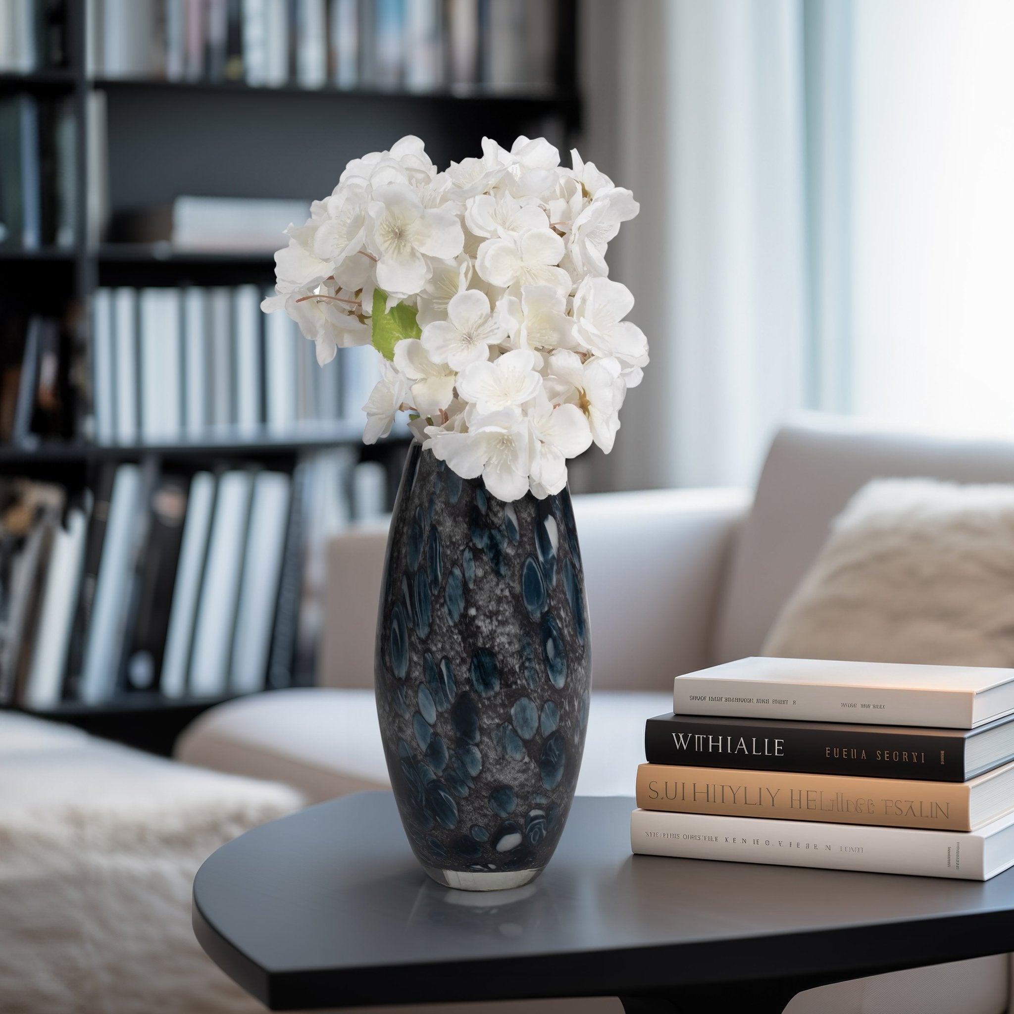 9" AMALDA MEDIUM BLUE GLASS VASE Vases and Jars| Sagebrook Home