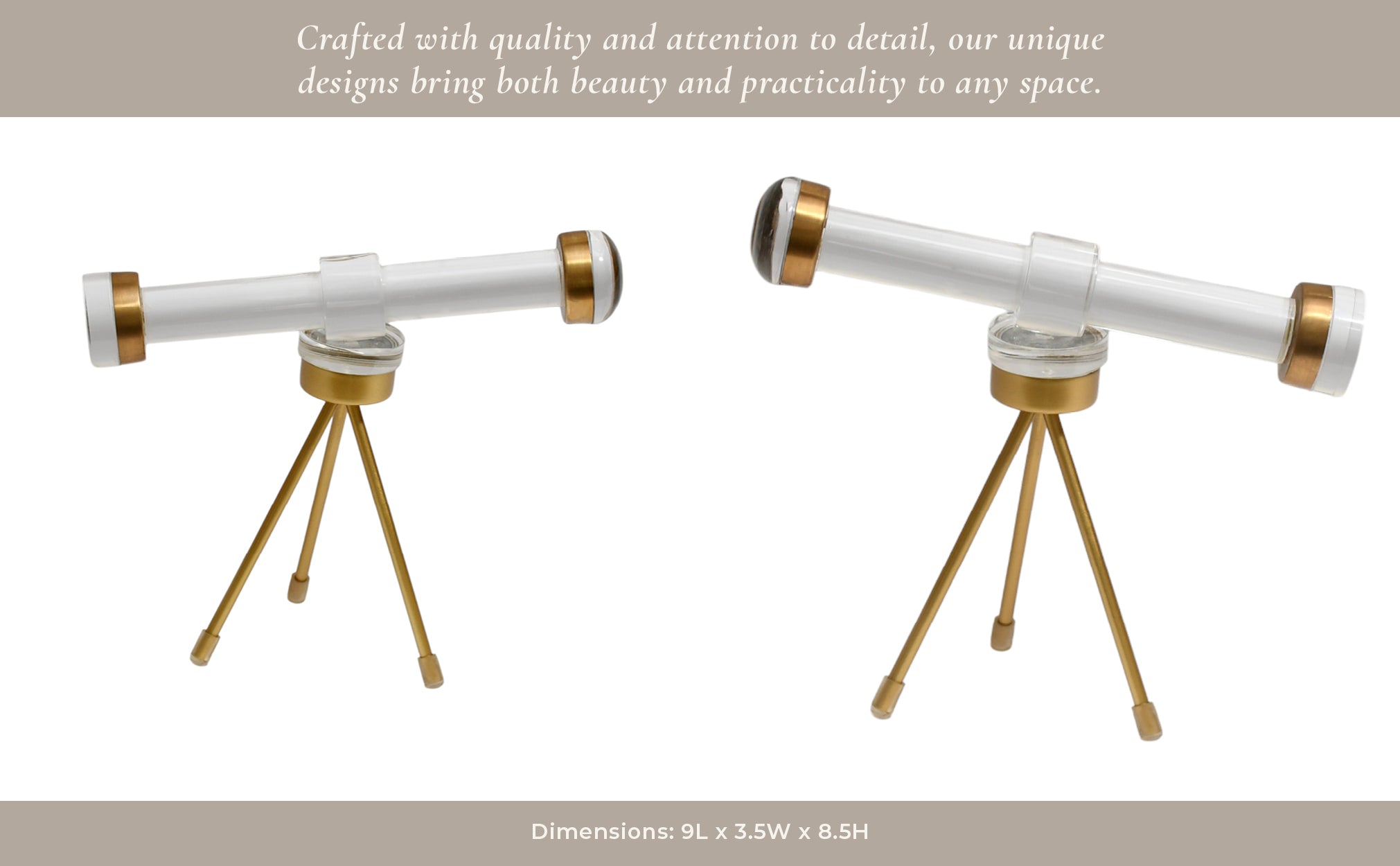 9" Bradford Acrylic And Brass Telescope D?cor Table Decors| Sagebrook Home