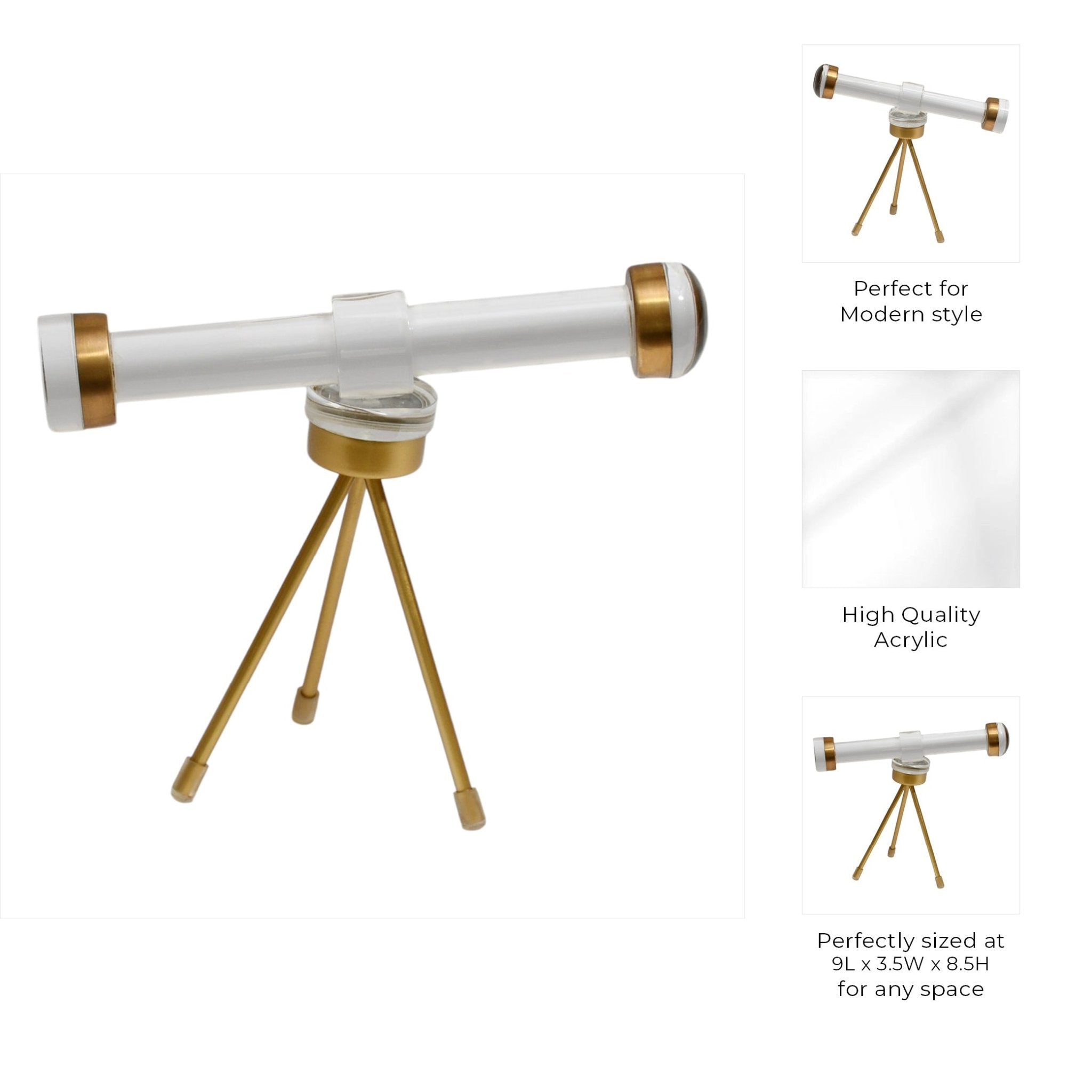 9" Bradford Acrylic And Brass Telescope D?cor Table Decors| Sagebrook Home