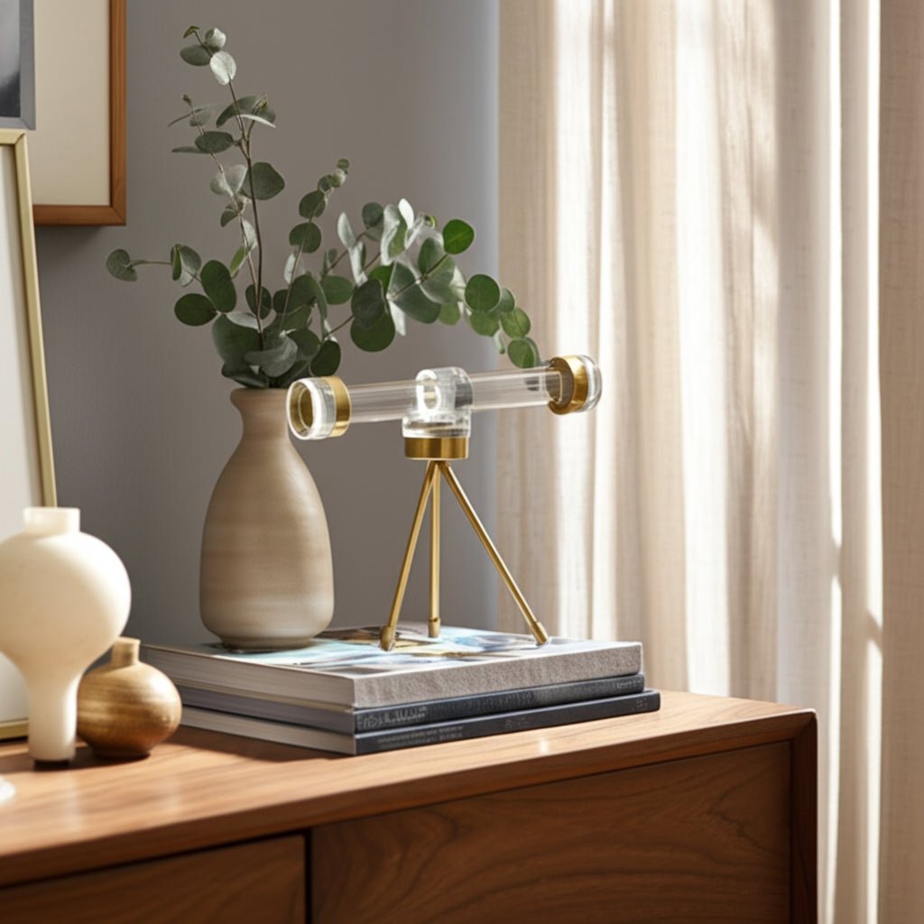 9" Bradford Acrylic And Brass Telescope D?cor Table Decors| Sagebrook Home