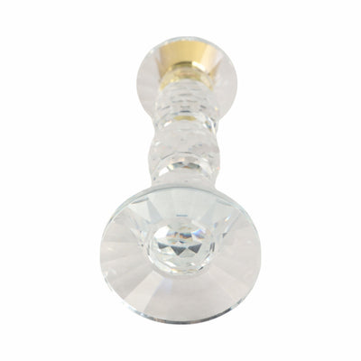 9" Etched Crystal Taper Holder, Clear/gold - Al Rugaib Furniture