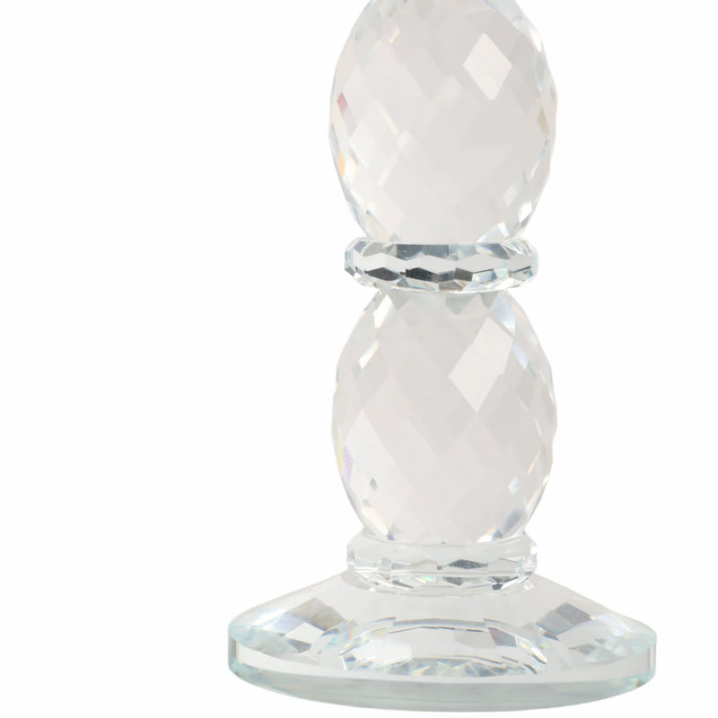 9" Etched Crystal Taper Holder, Clear/gold - Al Rugaib Furniture