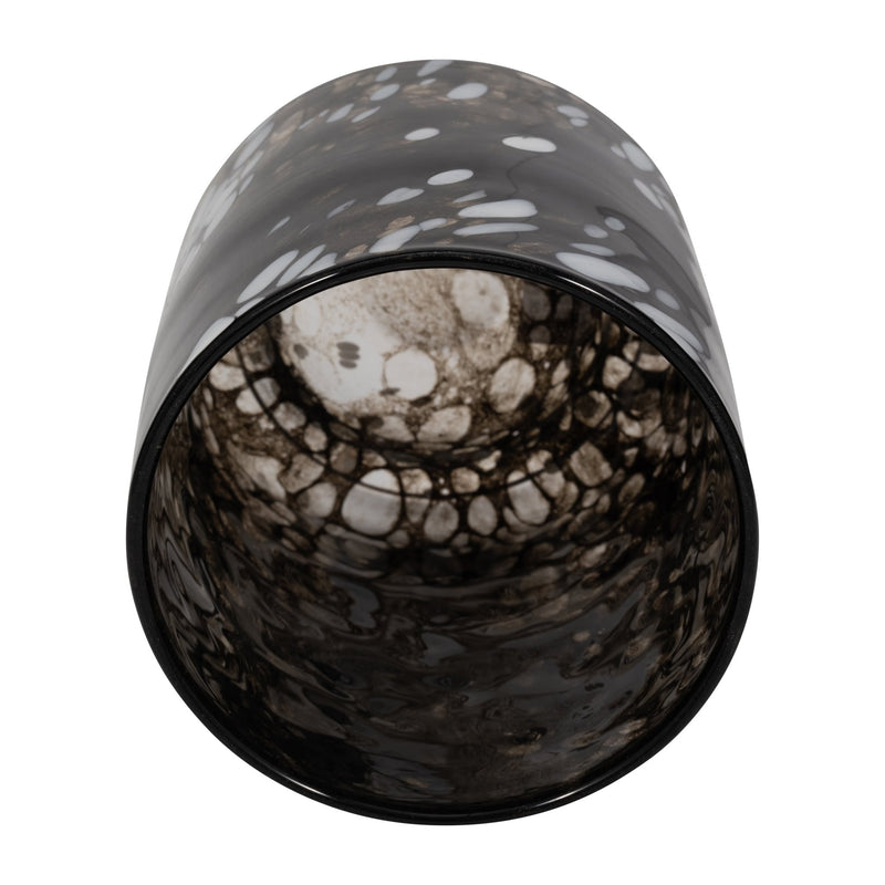 9" Hennie Medium Black & White Glass Vase - Al Rugaib Furniture