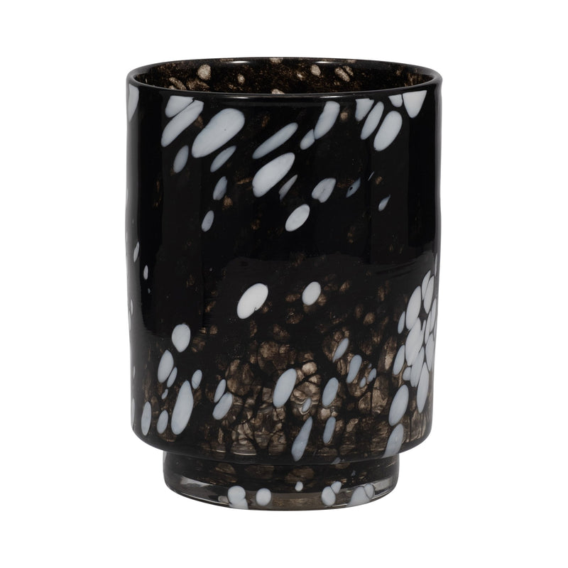 9" Hennie Medium Black & White Glass Vase - Al Rugaib Furniture