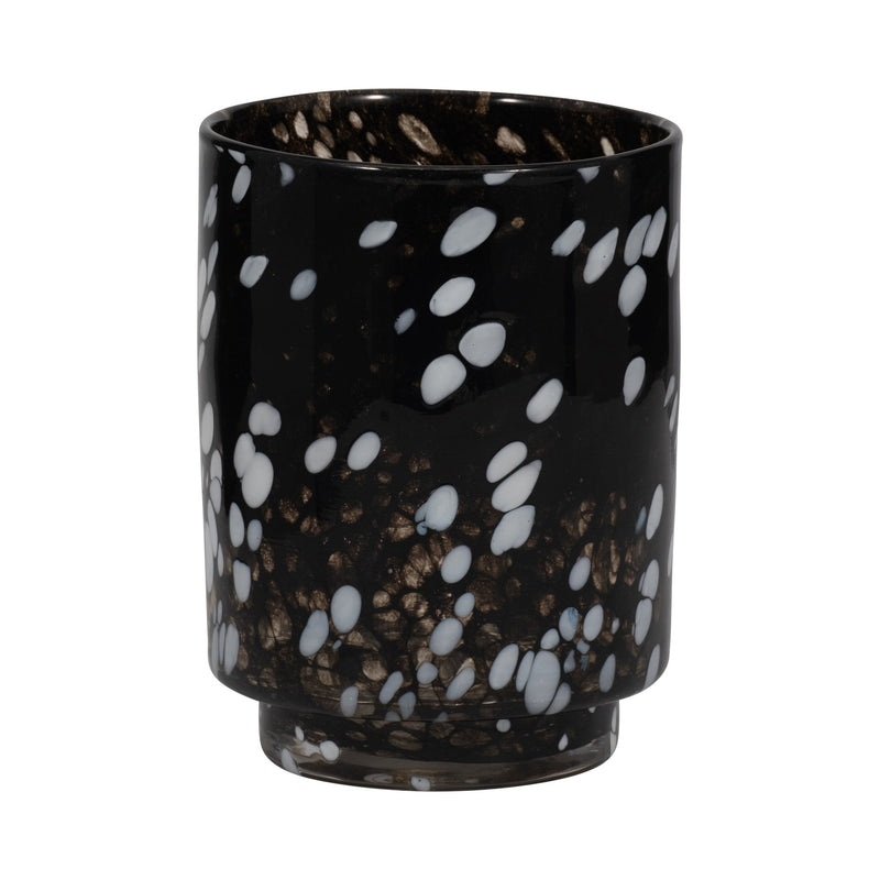 9" Hennie Medium Black & White Glass Vase - Al Rugaib Furniture