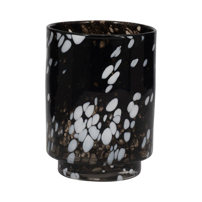 9" Hennie Medium Black & White Glass Vase - Al Rugaib Furniture