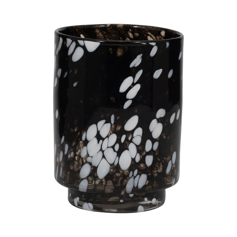 9" Hennie Medium Black & White Glass Vase - Al Rugaib Furniture