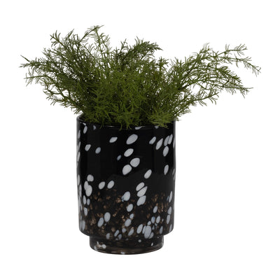 9" Hennie Medium Black & White Glass Vase - Al Rugaib Furniture