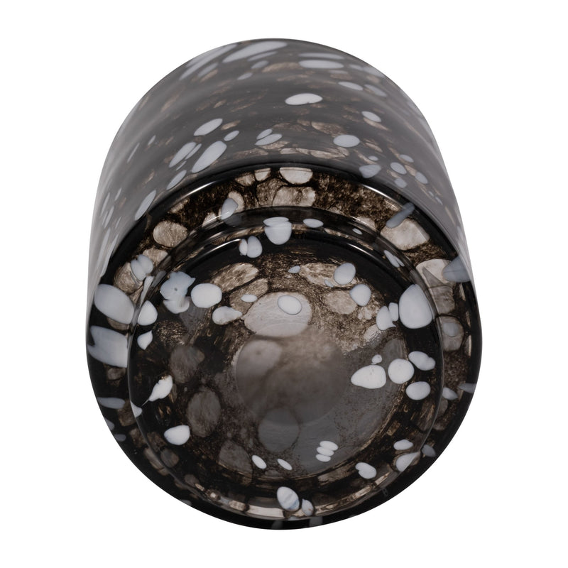9" Hennie Medium Black & White Glass Vase - Al Rugaib Furniture
