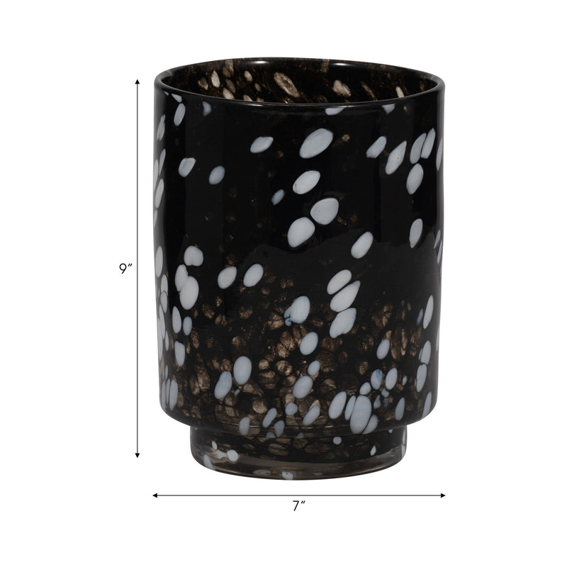 9" Hennie Medium Black & White Glass Vase - Al Rugaib Furniture