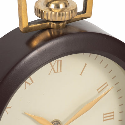 9" Jansen Gold And Brown Desk Clock - Al Rugaib Furniture