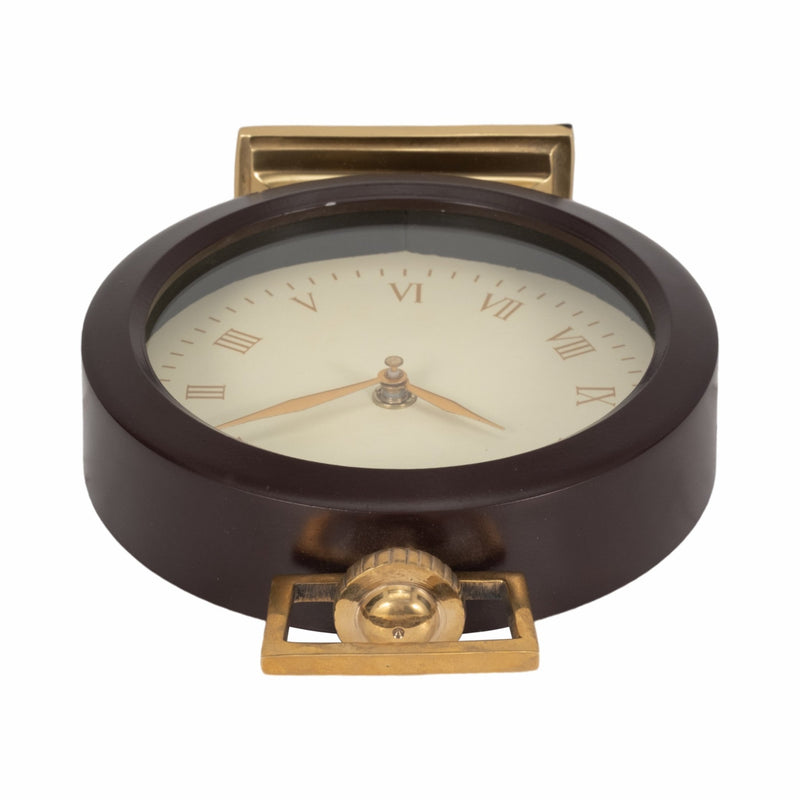 9" Jansen Gold And Brown Desk Clock - Al Rugaib Furniture