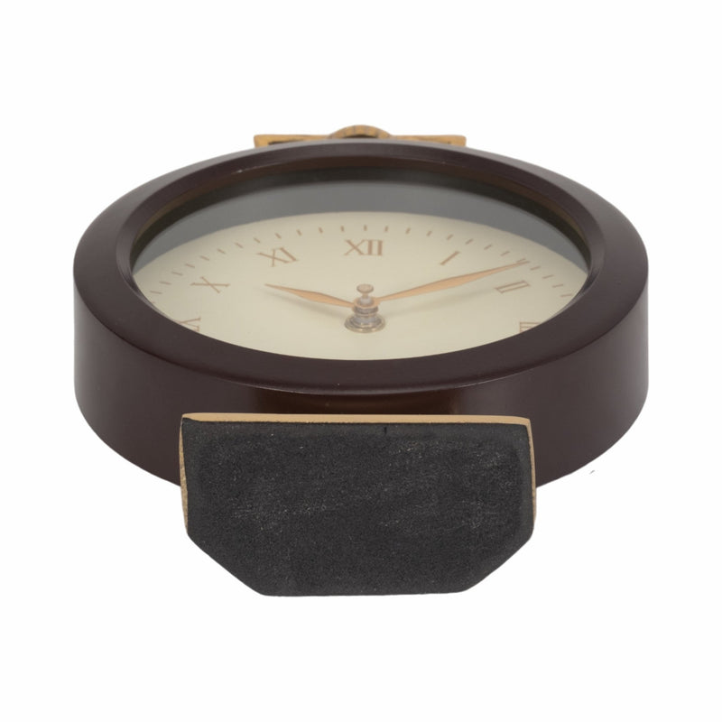 9" Jansen Gold And Brown Desk Clock - Al Rugaib Furniture